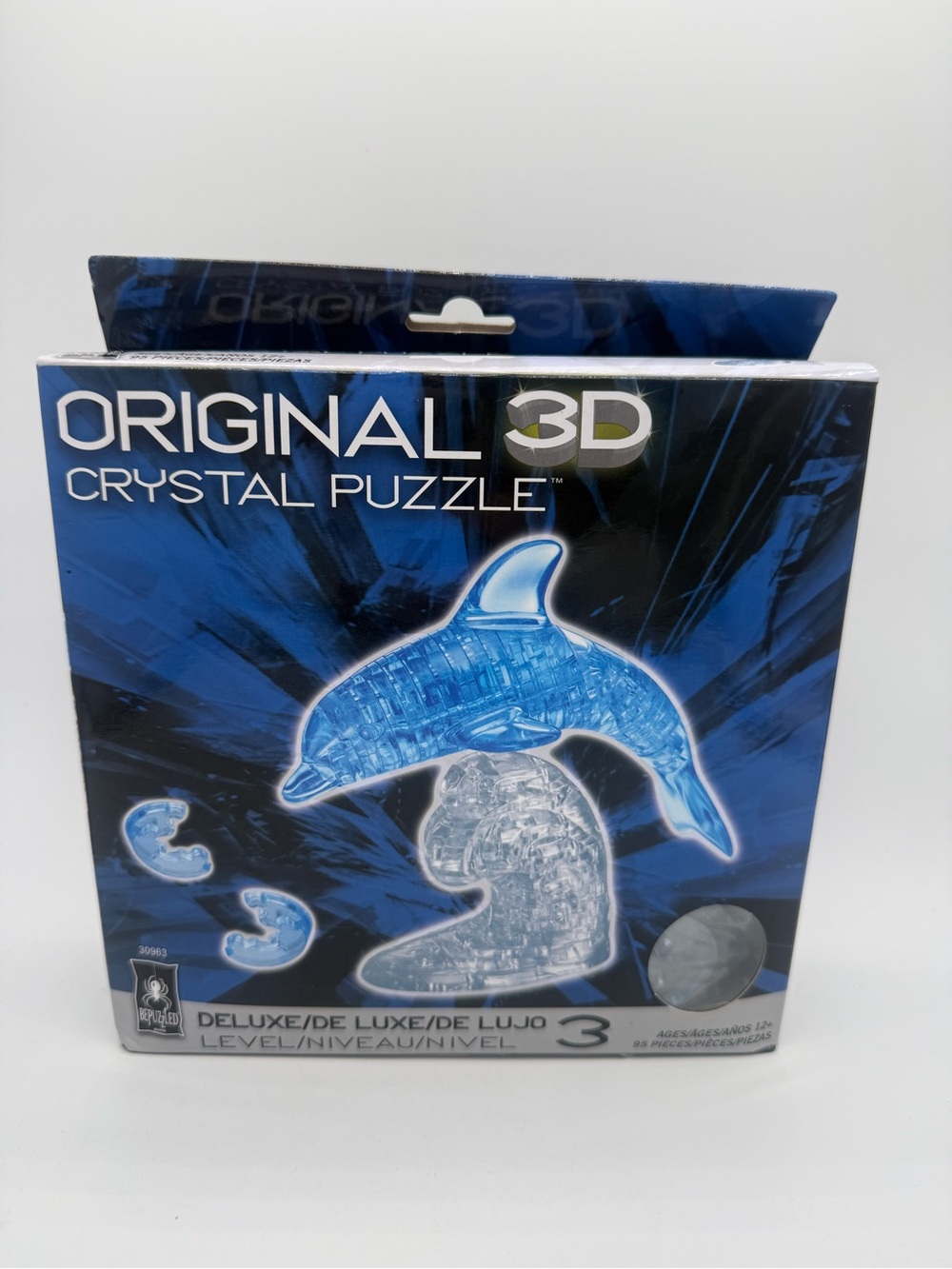 BePuzzled Deluxe 3D Crystal Puzzle Blue Dolphin 95 Pcs New in Box Sealed Bag